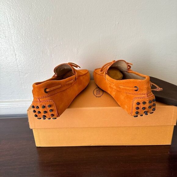Tod's Men's Orange Suede slip-on Loafers size EU 38- US 5,5 new in box - Picture 7 of 14